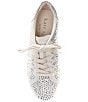Color:Silver - Image 5 - Lift Leather Rhinestone Embellished Sneakers