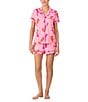 kate spade new york Lobster Dance Print Short Sleeve Notch Collar Knit Shorty Pajama Set, Color:Lobster Dance - Image 1