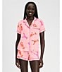 kate spade new york Lobster Dance Print Short Sleeve Notch Collar Knit Shorty Pajama Set, Color:Lobster Dance - Image 5
