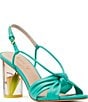 Color:Clean Green - Image 1 - Mai Tai Leather Clear Block Heel Dress Sandals