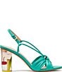 Color:Clean Green - Image 2 - Mai Tai Leather Clear Block Heel Dress Sandals