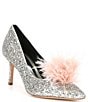Color:Gold/Silver - Image 1 - Maribou Glitter Feather Pom Pumps