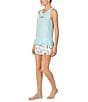 Color:Aqua/Novelty Print - Image 3 - Mrs. Knit Tank & Shorts Bridal Pajama Set