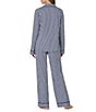 kate spade new york Navy Stripe Print Long Sleeve Notch Collar Brushed Jersey Knit Pajama Set - Image 2