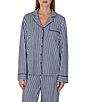 kate spade new york Navy Stripe Print Long Sleeve Notch Collar Brushed Jersey Knit Pajama Set - Image 3
