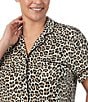 kate spade new york Plus Size Animal Print Short Sleeve Notch Collar Button-Front Knit Cropped Pajama Set, Color:Brown Animal - Image 4