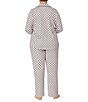Color:Blush Dot - Image 2 - Plus Size Dot Print Notch Collar Neck Long Sleeve Pajama Set