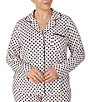 Color:Blush Dot - Image 3 - Plus Size Dot Print Notch Collar Neck Long Sleeve Pajama Set