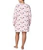 kate spade new york Plus Size Long Sleeve Round Neck Winking Eyes Nightshirt, Color:Pink Ground - Image 2