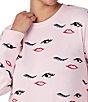 kate spade new york Plus Size Long Sleeve Round Neck Winking Eyes Nightshirt, Color:Pink Ground - Image 4