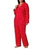 kate spade new york Plus Size Red Dot Print Long Sleeve Notch Collar Brushed Jersey Knit Pajama Set - Image 3