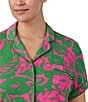 kate spade new york Plus Size Tropical Foliage Short Sleeve Notch Collar Button-Front Knit Cropped Pajama Set, Color:Pink Floral - Image 4