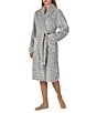 kate spade new york Printed Long Sleeve Shawl Collar Two-Tone Burn-Out Plush Short Robe - Image 3