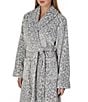 kate spade new york Printed Long Sleeve Shawl Collar Two-Tone Burn-Out Plush Short Robe - Image 4