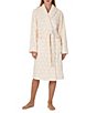 kate spade new york Printed Long Sleeve Shawl Collar Two-Tone Burn-Out Plush Short Robe - Image 1