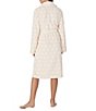 kate spade new york Printed Long Sleeve Shawl Collar Two-Tone Burn-Out Plush Short Robe - Image 2