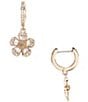 Color:Clear/Gold - Image 1 - Crystal Rhinestone Fleurette Huggie Hoop Earrings