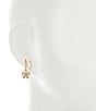 Color:Clear/Gold - Image 2 - Crystal Rhinestone Fleurette Huggie Hoop Earrings