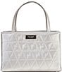 Color:Silver - Image 1 - Sam Icon Quilted Satin Small Tote Bag