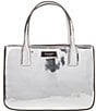 kate spade new york Sam Icon Silver Metallic Leather Square Tote Bag, Color:Silver - Image 1