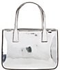 kate spade new york Sam Icon Silver Metallic Leather Square Tote Bag, Color:Silver - Image 2