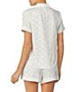 Color:Off White - Image 2 - Satin Jacquard Dot Notch Collar Shorty Bridal Pajama Set