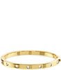 Color:Clear/Gold - Image 1 - Set in Stone Hinged Gold-Plated Bangle Bracelet