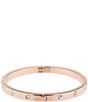 Color:Clear/Rose - Image 1 - Set in Stone Hinged Gold-Plated Bangle Bracelet