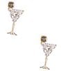 Color:Clear/Gold - Image 1 - Shaken Or Stirred Stud Earrings