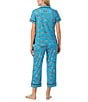 kate spade new york Sheep Dog Print Short Sleeve Notch Collar Cropped Pajama Set, Color:Blue Print - Image 2