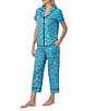 kate spade new york Sheep Dog Print Short Sleeve Notch Collar Cropped Pajama Set, Color:Blue Print - Image 3