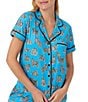 kate spade new york Sheep Dog Print Short Sleeve Notch Collar Cropped Pajama Set, Color:Blue Print - Image 4