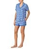 kate spade new york Shell Geo Print Short Sleeve Notch Collar Knit Shorty Pajama Set, Color:Shell Geo - Image 1