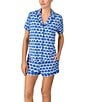 kate spade new york Shell Geo Print Short Sleeve Notch Collar Knit Shorty Pajama Set, Color:Shell Geo - Image 3