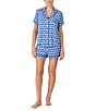 kate spade new york Shell Geo Print Short Sleeve Notch Collar Knit Shorty Pajama Set, Color:Shell Geo - Image 4
