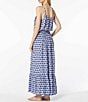 Color:Blue Berry - Image 2 - Shell Print Scoop Neck Sleeveless Spaghetti Strap Tiered Hem Pocketed Maxi Swim Cover-Up Dress