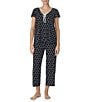 kate spade new york Short Sleeve Dot Print Jersey Knit Cropped Pajama Set - Image 1