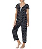 kate spade new york Short Sleeve Dot Print Jersey Knit Cropped Pajama Set - Image 3