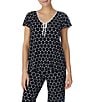 kate spade new york Short Sleeve Dot Print Jersey Knit Cropped Pajama Set - Image 4