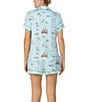 Color:Blue/Novelty - Image 2 - Short Sleeve Notch Collar Brushed Jersey Short Dashing Dogs Pajama Set
