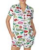 Color:White Novelty - Image 4 - Short Sleeve Notch Collar Brushed Jersey Short Mini Golf Print Pajama Set