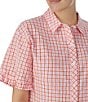 Color:Lilac Check - Image 5 - Short Sleeve Notch Collar Checkered Seersucker Pajama Set