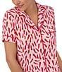 Color:Pink/Print - Image 4 - Short Sleeve Notch Collar Cozy Jersey Pepper Print Shorty Pajama Set