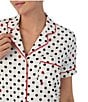 Color:White/Dot - Image 4 - Short Sleeve Notch Collar Ladybug Dot Cozy Jersey Pajama Set