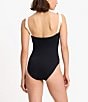 Color:Black - Image 2 - Side Shirred Over the Shoulder Bow Tie One Piece Swimsuit