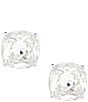 Color:Clear/Silver - Image 1 - Small Square Stud Earrings