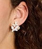 Color:White Multi - Image 2 - Social Butterfly Crystal Cluster Stud Earrings