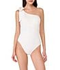 kate spade new york Solid Contrast Color One Shoulder Bow Tie One Piece Swimsuit, Color:Cream - Image 1