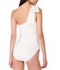kate spade new york Solid Contrast Color One Shoulder Bow Tie One Piece Swimsuit, Color:Cream - Image 2