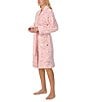 kate spade new york Spade Ribbon Print Long Sleeve Shawl Collar Chenille Plush Short Robe, Color:Pink/Print - Image 3